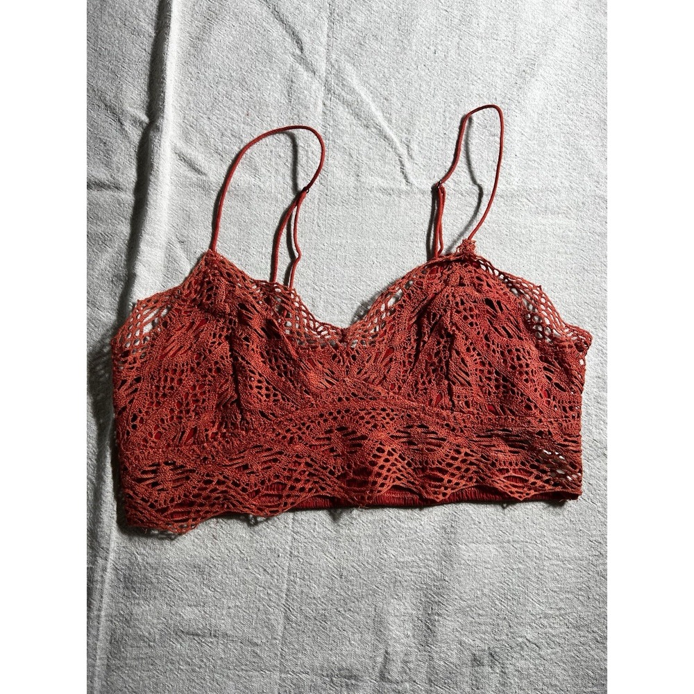 Free people crocheted rust‎ colored bralette size small. 13" x 8" NWOT